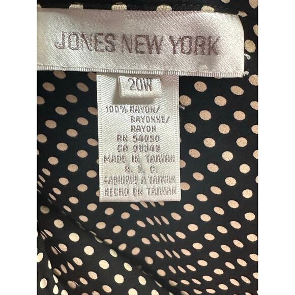 Jones New York black cream polka dots short sleeves shirt size 20W - Picture 3 of 7